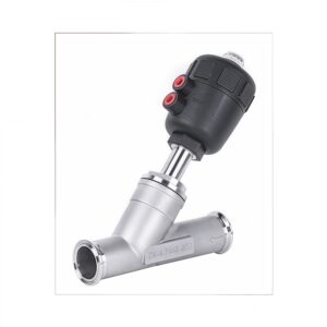 Sanitary Pneumatic Angle Seat Valve with Clamp Ends and Plastic Body