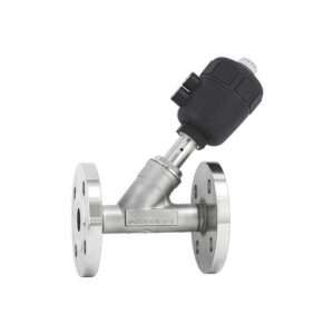 Sanitary Pneumatic Angle Seat Valve with Flanged Ends and Plastic Body