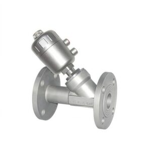 Sanitary Pneumatic Angle Seat Valve with Flanged Ends and Stainless Steel Body