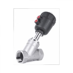 Sanitary Pneumatic Angle Seat Valve with Threaded Ends and Plastic Body